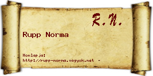 Rupp Norma névjegykártya